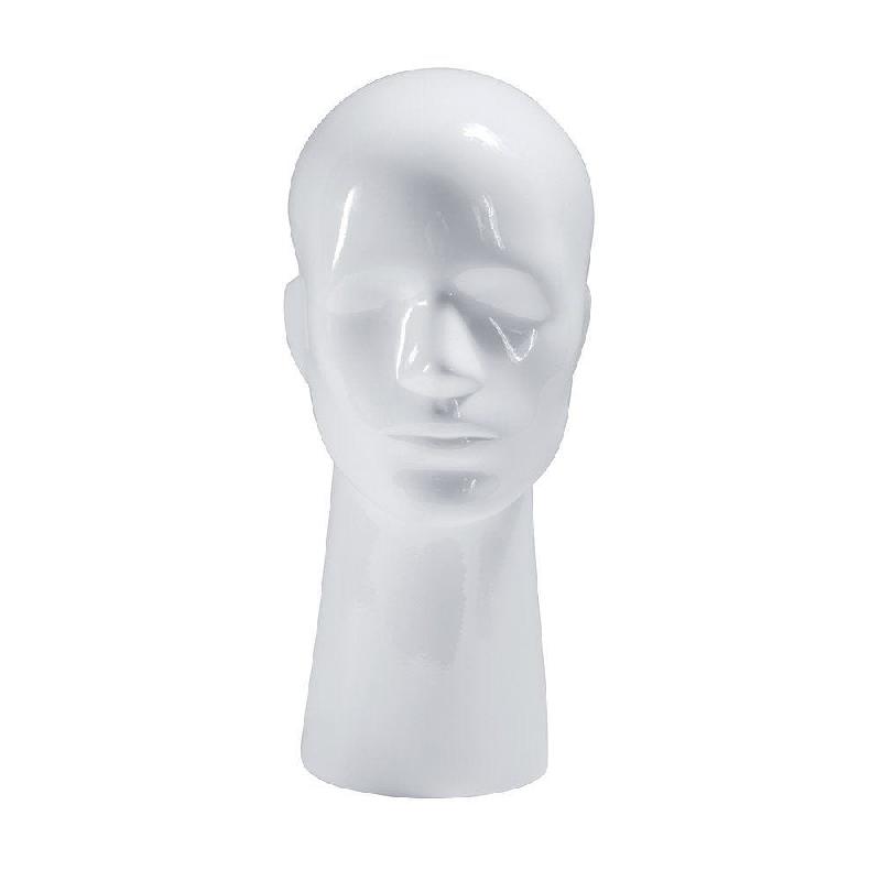Tête à poser homme en fibre de verre - blanc laqué - présentation écharpes et minerves_0