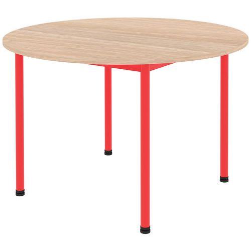 TABLE COMITE Ø 120 CM T1 - 4P PLAT STRAT ABS - ACACIA/ROUGE 3020 - RODET