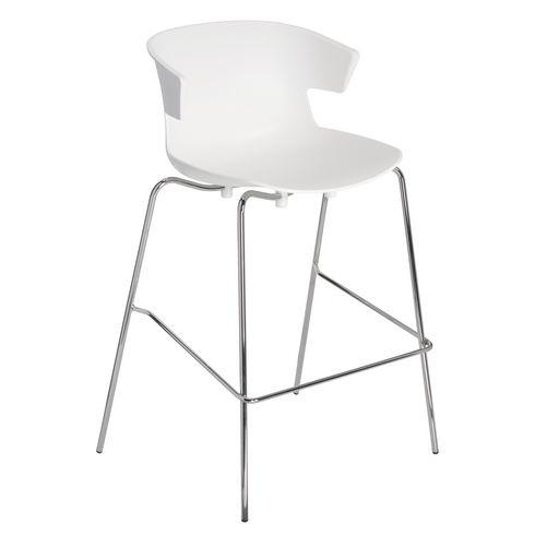 TABOURET KOVE BLANC 4 PIEDS CHROMÉ H 74 CM