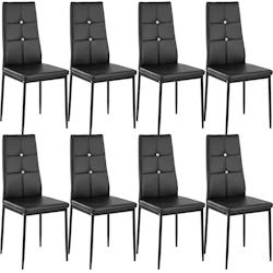 Tectake Lot de 8 chaises avec strass - noir -404123 - noir matière synthétique 404123_0