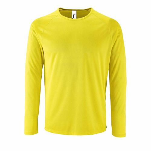 TEE-SHIRT PERSONNALISABLE MANCHE LONGUE DESPORT HOMME EN POLYESTER JAUNEFLUO