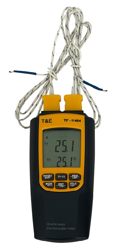Thermomètre portable à double sonde TC - Thermocouple K (-200 à 1300°C) et Thermocouple J (-200 à 1200°C)_0