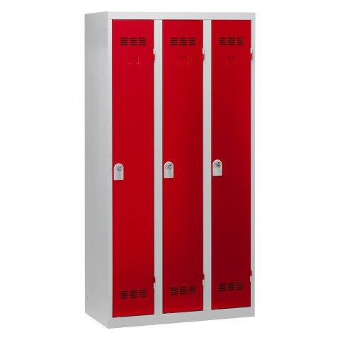 VESTIAIRE 3 COLONNES COLOR MONOBLOC INDUSTRIE PROPRE ROUGE