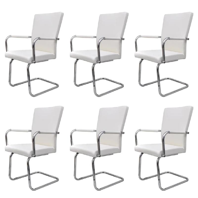 VidaXL Chaises à manger cantilever lot de 6 blanc similicuir Modèle Cristal Royale - 8718475876687_0