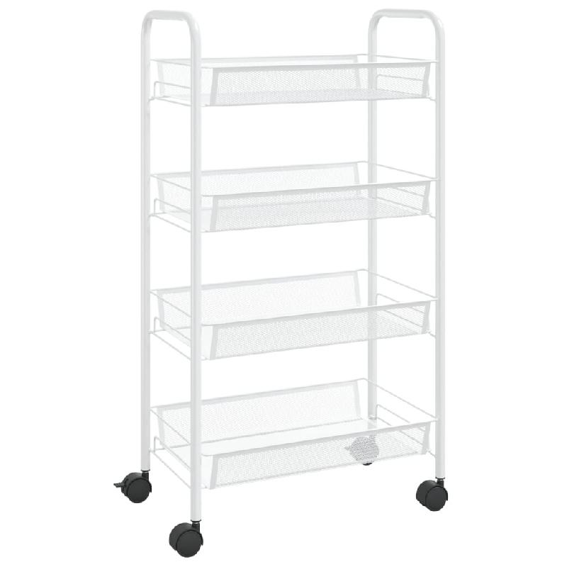 VidaXL Chariot de cuisine à 4 niveaux Blanc 46x26x85 cm Fer - blanc métal 336326_0