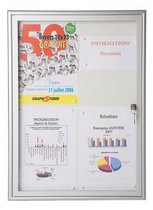 VITRINE INTÉRIEURE NATURA PORTES BATTANTES 4 FEUILLES FOND MÉTAL GRIS CLAIR