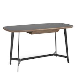 AC ANGEL CERDA Angel Cerdá Bureau en noyer et acier noir avec plateau en verre noir 3137C 140 x 72 x 76 - 8435631005612_0