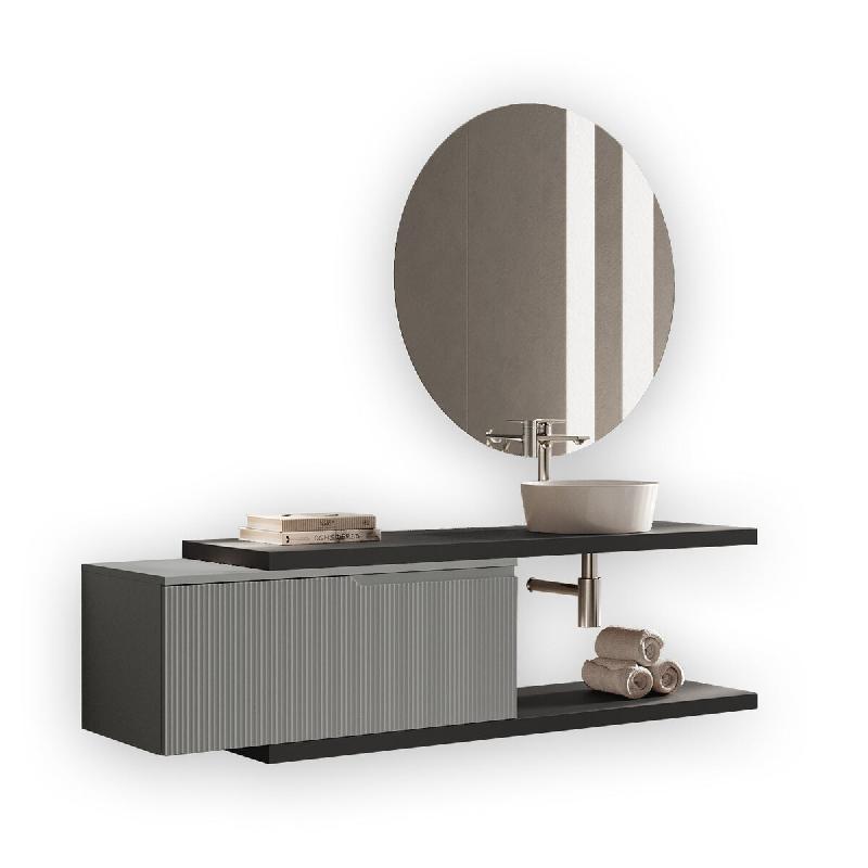 AQA Design Composition de salle de bain en MDF 5 pièces VENERE anthracite/gris mat. L.200 P.45 H.190 MPVE53-ANT-GRI - multicolore Bois manufacturé M_0