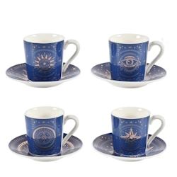 Aulica Tasses et sous-tasses Astres - lot de 4 - bleu 207001_0