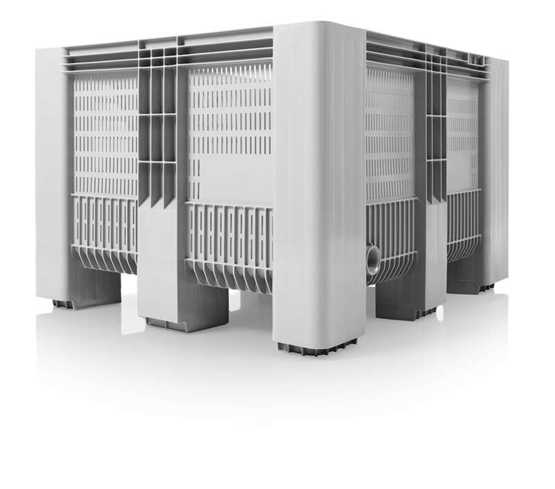 Caisse-palette monobloc 1000x1200 ajourée à pieds grise - CPP1012/SB3/9P/A/G_0