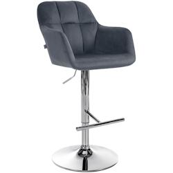 CLP Tabouret de bar Natoma velours Gris foncé/Métal chromé - gris textile 322962_0