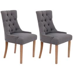 Décoshop26 - Lot de 2 chaises de salle à manger avec boutons décoratives assise en tissu gris foncé 10_0001525 - gris 3000250521802_0