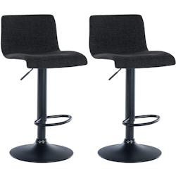 Décoshop26 - Lot de 2 tabourets de bar design simple avec repose-pieds en tissu noir pieds en métal noir 10_0004054 - noir 3000251910100_0