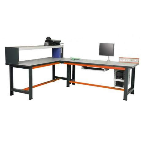 Établi informatique en L - ergonomique et spacieux avec mini-pupitre et étagère équipée_0