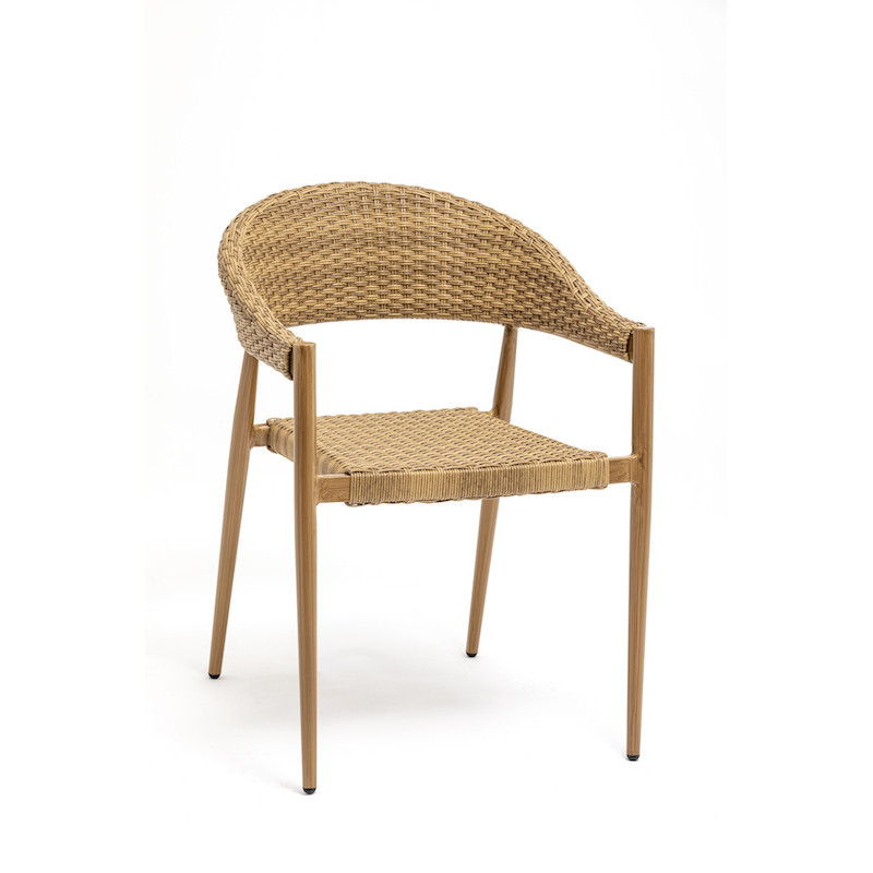 Fauteuil de terrasse RIVIEIRA - tressage imitation rotin, résistant, confortable et pratique_0