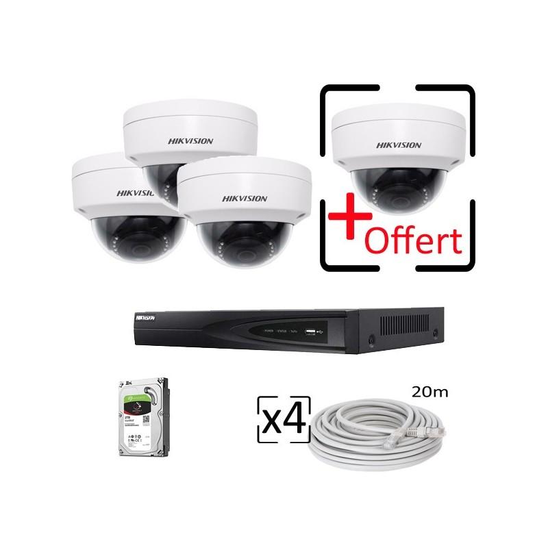 Kit vidéosurveillance ip 4 caméras dômes hikvision_0