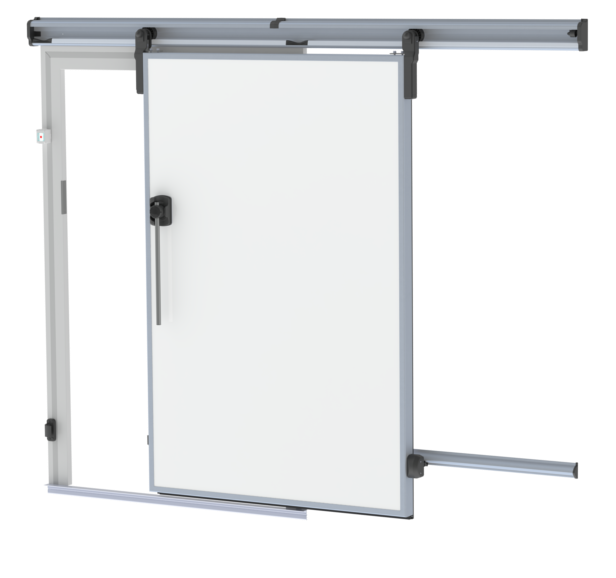 Porte de réfrigérateur industrielle coulissante pour température négative, charnières de grandes dimensions (installation intérieure) - châssis plat_0