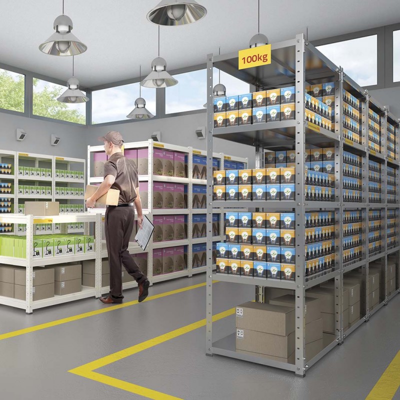 Rayonnage avec tablettes réglables en acier pour magasins, entrepôts, archives et réserves - 25 références disponibles_0
