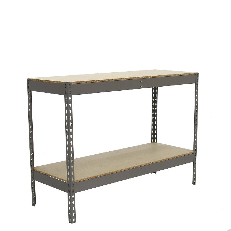 SimonRack Rayonnage industriel, 900x1500x750 mm, 400 kg au point de flexion, 2 étagères bois, rayonnage garage, Gris/Bois- Ecoforte - gris métal 84_0