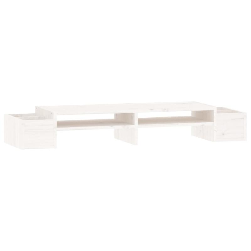 SUPPORT DE MONITEUR 100 X 27,5 X 15 CM BOIS DE PIN SOLIDE BLANC 02_0004420_0