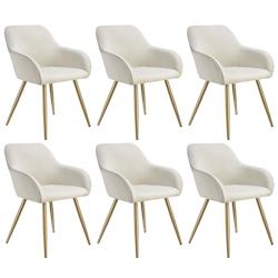 TecTake GmbH Lot 6 chaises élégantes aspect corde forme ergonomique crème/doré -405422 - beige 405422_0