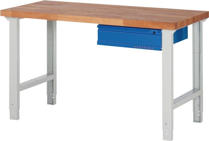 Établi série BK 650 l.1500xP700xH790-1140 mm hêtre massif gris clair, RAL 7035 bleu gent.,RAL 5010 1 tiroir PROMAT_0