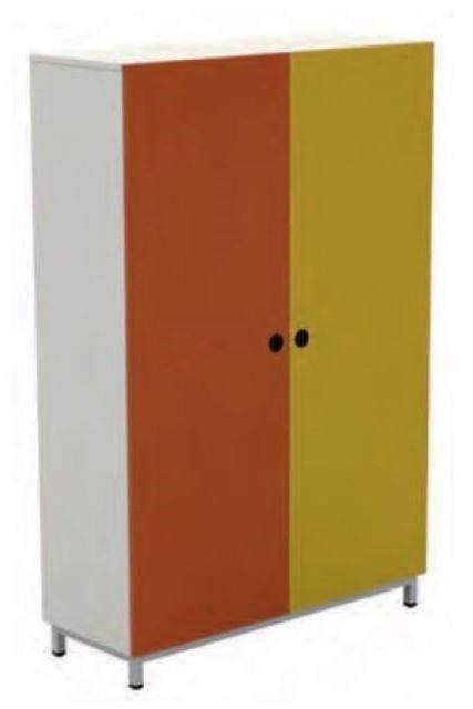 Armoire scolaire 2 portes - séparation médiane - tablettes réglables en mélaminé non feu M3 - 180x120x45 cm_0