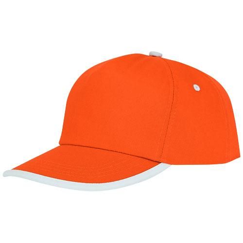 Casquette 5 panneaux avec piping Nestor - passepoils, œillets brodés et fermeture velcro - 100% coton twill 175 g/m²_0