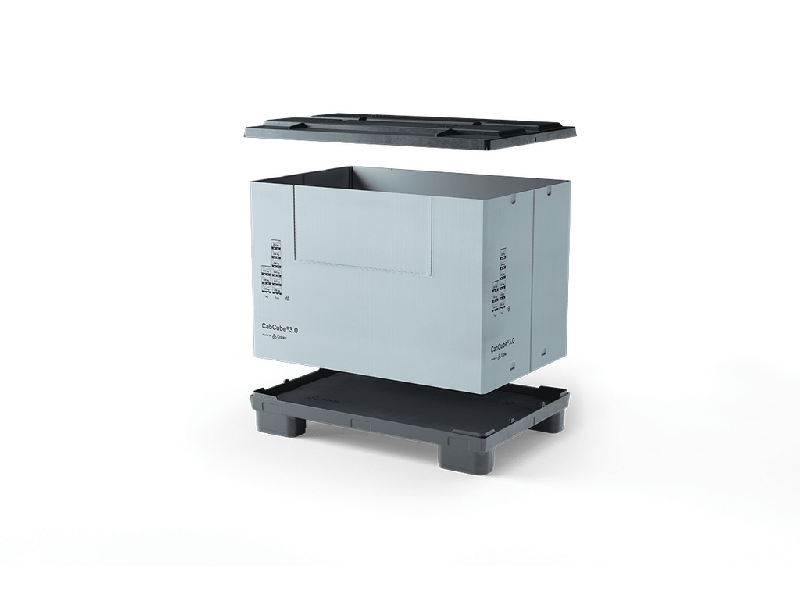 Conteneur pliable 772L - Structure rigide en polyéthylène et polypropylène - Support inférieur avec 4 pieds - Charge max 500kg_0