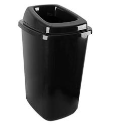Corbeille à déchets/tri | Plastique noir | Autocollant inclus | 45L | 400x340x610(h)mm . - EMG-650045_0