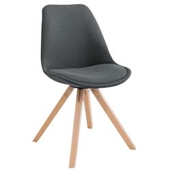 Décoshop26 - Chaise de salle à manger design scandinave en tissu gris foncé et pieds en bois clair forme rond 10_0003458 - gris 3000251589870_0