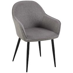 Décoshop26 - Chaise de salle à manger moderne et confortable en tissu gris foncé et pieds en métal noir 10_0002000 - gris 3000250787222_0