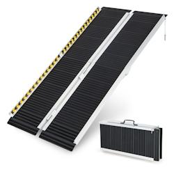 Helloshop26 - Rampe d'accès en aluminium avec plaque de transition et surface antidérapante autocollants d'avertissement 20_0009167 - 3000202469039_0