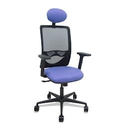 Piqueras y Crespo Silla Zulema sincro malla negra asiento bali azul claro brazos 2D ruedas 65mm cabecero - bleu multi-matériau 390SM840B261B2DB68R65C_0