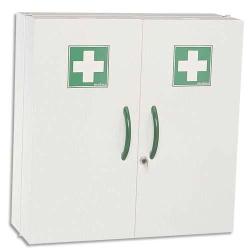 Rossignol armoire à pharmacie blanche 2 portes fermeture magnétique et serrure à clé l52 x h54 x p20 cm_0