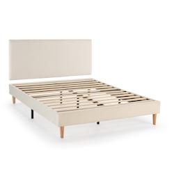 VS Venta-stock Sommier + tête de lit Niebla 140x200 cm Beige - beige polyester T24074_0