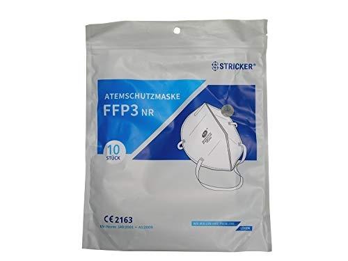 STRICKER - Lot de 10 masques respiratoires FFP3 sans valve - pliables, protection optimale, norme EN 149:2001 + A1:2009_0