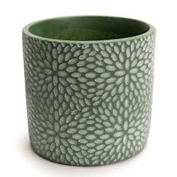 Cache pot campagne vert grand modèle -  Rond Pierre Amadeus 17x17 cm - vert pierre 3520071862347_0