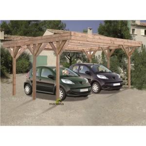 Carport double Enzo - abri en bois pour 2 voitures, 29,59m², pin traité autoclave FSC - 3144_0