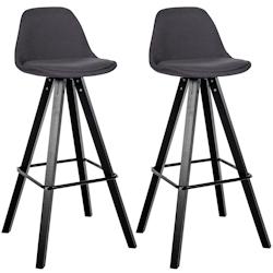 CLP Lot de 2 tabourets de bar Corbin en tissu carré Gris foncé/Noir - gris textile 327250_0