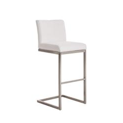 CLP Tabouret de bar Paros avec revêtement en tissu Blanc - blanc textile 10367302_0