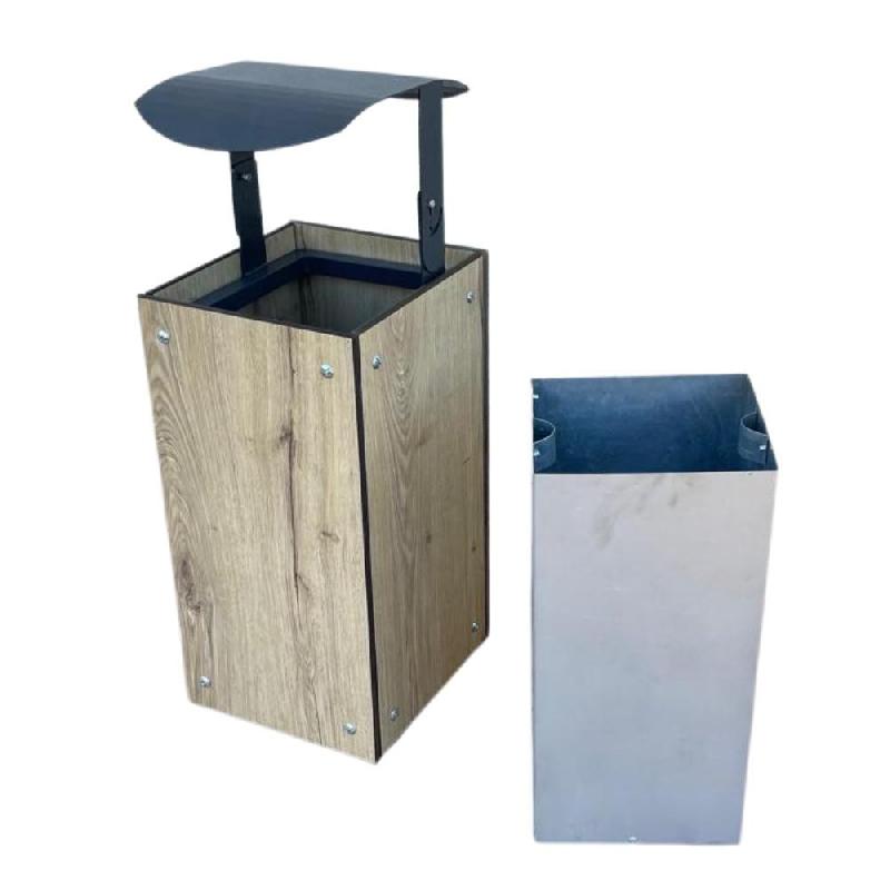Corbeille design en HPL compact - 60L avec porte sac ou seau amovible_0