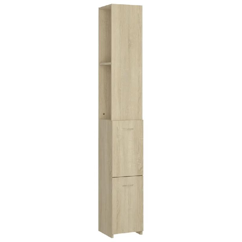 Helloshop26 - Armoire de salle de bain de rangement simpliste 25 x 26,5 x 170 cm en bois d'ingénierie chêne sonoma 02_0047912 - Bois massif 30002350_0