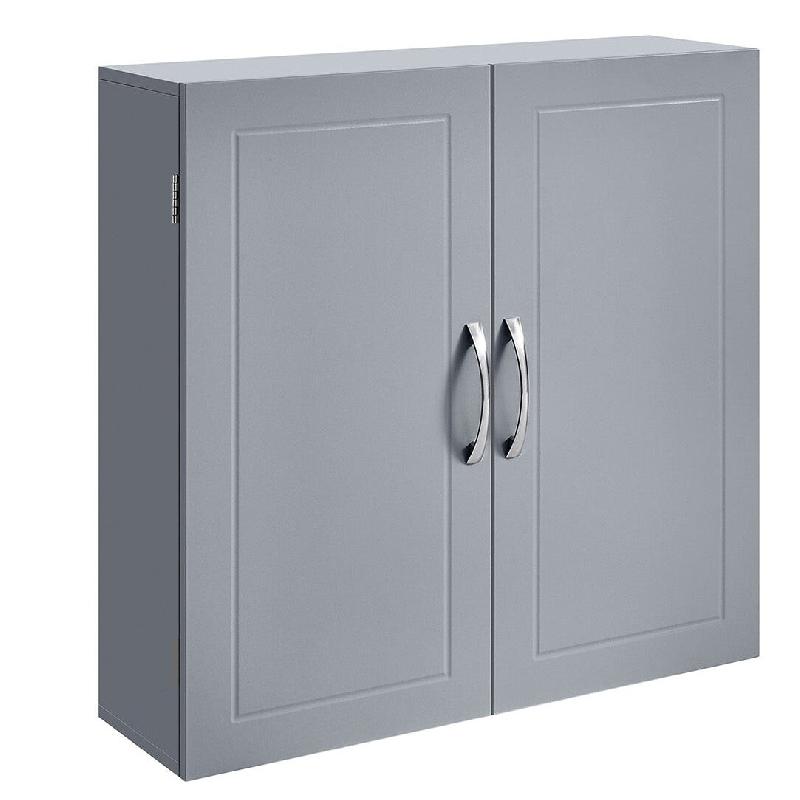 Helloshop26 - Meuble de salle de bain placard mural armoire rangement mur 2 portes avec 2 étagères réglables 60 x 18 x 60 cm style 12_0006493 - 300_0