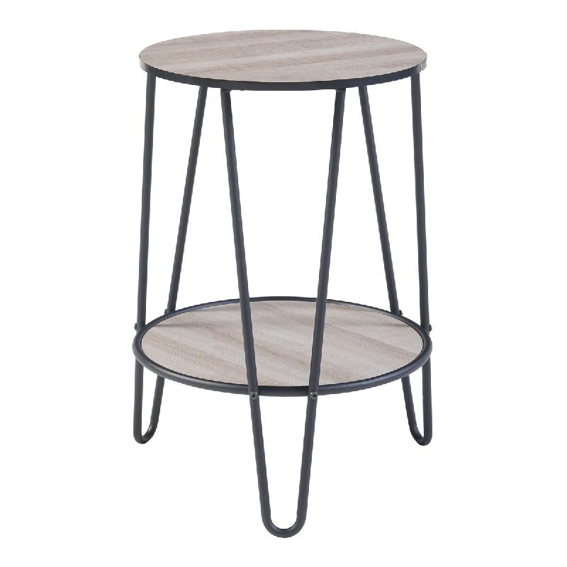 Helloshop26 - Table d'appoint avec étagère métal MDF 61 x 44 x 44 cm noir effet chêne 03_0010980 - noir métal 3000225511562_0