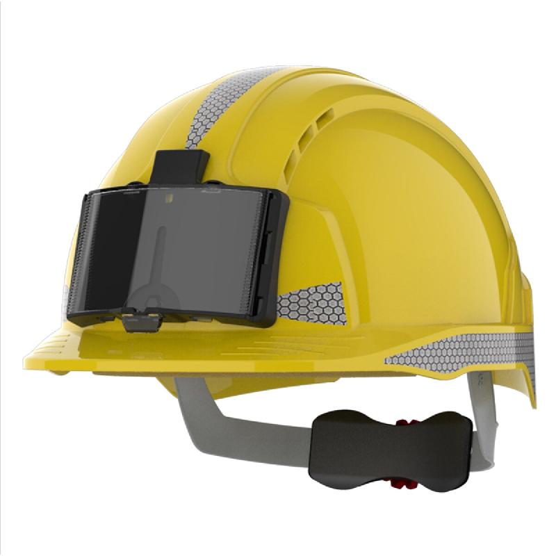 JSP SAFETY Casque de sécurité crémaillère ventilé porte badge EVOLite - CR2 Gris Jaune - Taille unique multicolore multi-matériau 5038428162500_0