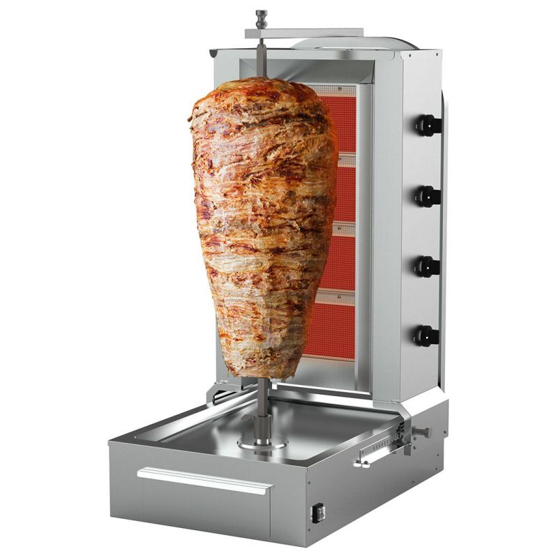 Machine à kebab 60 kg à gaz 4 brûleurs professionnel MATERIEL RESTO
