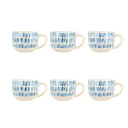 Novastyl - Lot 6 Jumbos Corfu 58cl En Gres Blanc Avec Rayures Bleues - 3256391044520_0