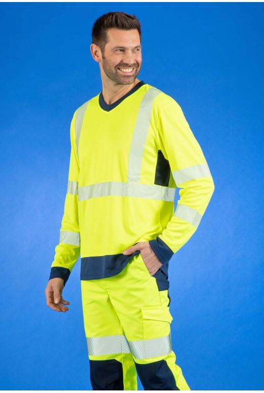 Tee-shirt manches longues col V haute visibilité - Visio Maille réf. 006*LHV - EN ISO 20471 classe 3_0