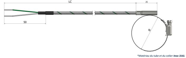 Thermocouple de surface - Collier de serrage TS41 - Types K, N, J, T, E, R, S, B - Options personnalisables_0